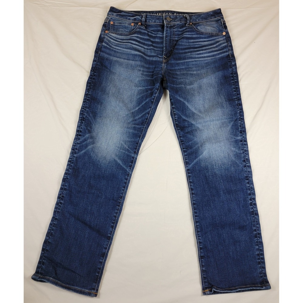 American Eagle Athletic Straight Airflex+ Temp Tech Jeans Mens 37x31 Dark Wash